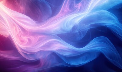 Fototapeta premium Dynamic abstract rendering of swirling blue and pink waves resembling cosmic clouds, glowing softly for a magical feel