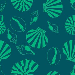 Sea shell seamless summer ocean pattern for wrapping paper and fabrics