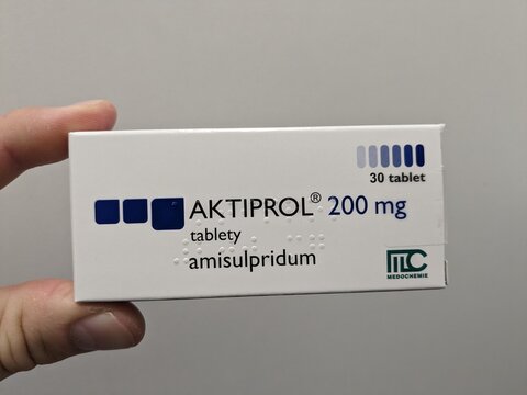 Prague,Czech Republic-January 8 2025: Aktiprol contains Amisulpride, an antipsychotic medication used to treat schizophrenia, psychosis, and other severe mental disorders

