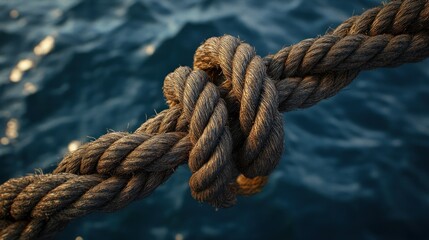 Fototapeta premium Nautical knot on rope over water