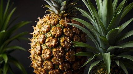 Obraz premium Whole pineapple with textured golden skin