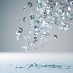 Silver Confetti Falling on White Surface