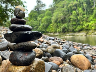 Closeup of Cairn on the Amazon River 