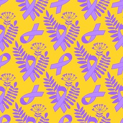 Breast cancer month seamless pink ribbon day mammogram pattern for wrapping paper and medical accessories