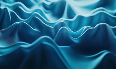 Obraz premium Luxurious blue satin fabric with intricate folds glowing under subtle light, creating depth and a refined tactile texture,