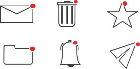 Editable set of phone vector notification icons with transparent background