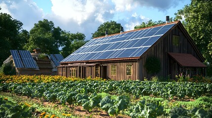 Photovoltaic Solar Panels on agricultural