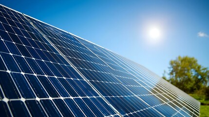 Obraz premium Solar Panel Array in Bright Sunlight