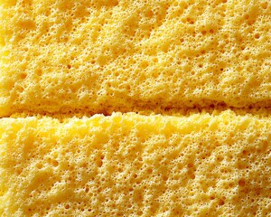Yellow sponge cake texture, close-up