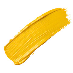 yellow paint stroke on transparent background