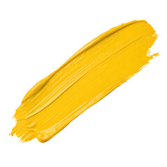 yellow paint stroke on transparent background