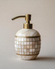 Obraz premium Elegant Gold and Off White Mosaic Soap Dispenser