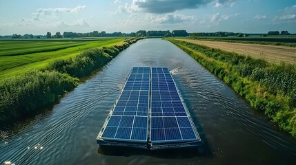 Floating Solar Panels on Canal Renewable Energy Sustainable Technology
