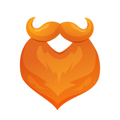 Vector cartoon stylish ginger mustache and beard isolated on white background.
