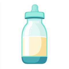 Fototapeta premium Pixel Art Baby Bottle with Pale Yellow Liquid and Teal Accents