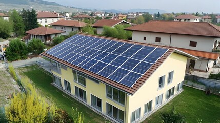 Obraz premium Residential Home with Solar Panels on Roof