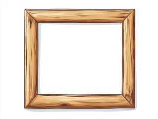 Rustic Brown Wooden Frame on White Background