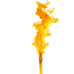 Yellow Flame from Torch Isolated on Transparent Background