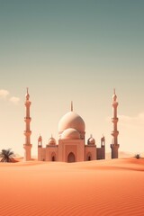 Beautiful view of the mosque in the desert.