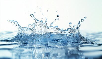 Water Splash Dynamic Droplets and Ripples on Bright Background