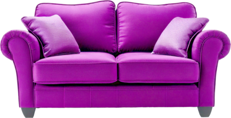 Modern purple sofa isolated on transparent background