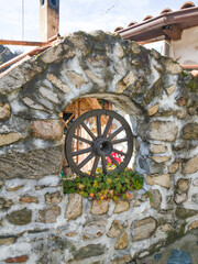 Typical street and old houses at town of Melnik,  Bulgaria