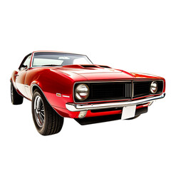 Naklejka premium Red Vintage Muscle Car Isolated on Transparent Background