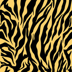 Realistic texture of tiger or zebra fur. Animal skin stripes, jungle style wallpaper. Seamless vector drawing