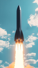 A Striking Visual of a Rocket Launching into the Vast Sky, Signifying Innovation and the Spirit of Exploration