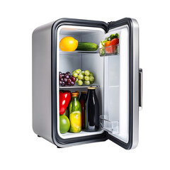 A Stylish Compact Mini Fridge with Adjustable Shelf Isolated on Transparent Background