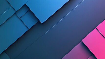 Fototapeta premium Diagonal geometric shapes in shades of blue and pink create patterns