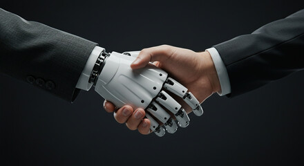Man Shaking Hands With a AI Robot