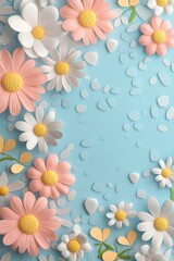 Beautiful background template made of Spring flowers.