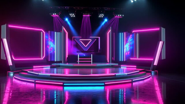 Futuristic Neon Stage Design:  Cyberpunk Esports Arena