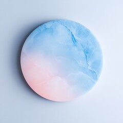 round marble coaster with blue and pink hues