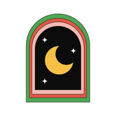 Illustration arc gate retro with dark view unique design