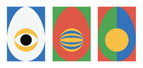 Illustration wall art decor egg retro bauhaus unique design