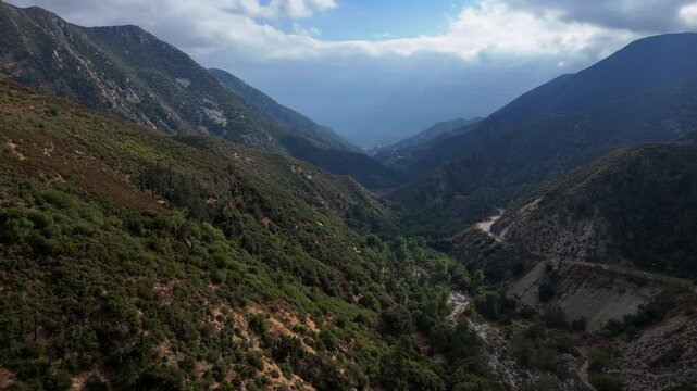 Aerial Flyover of Angeles National Forest near Mount Baldy, California