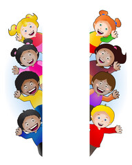 banner kids on isolated white background
