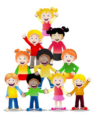 multicultural children teamwork kids
