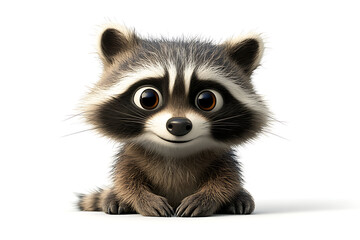 Obraz premium A cute, cartoonish raccoon with big eyes and a playful expression.