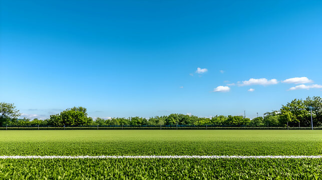 Expansive Green Field Under a Vivid Blue Sky