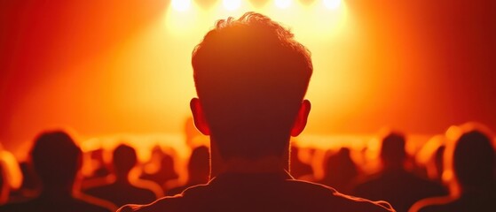 Silhouette of a person watching a show.