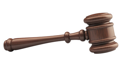 wooden brown gavel , hammer isolated on white background , transparent png