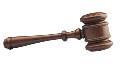 wooden brown gavel , hammer isolated on white background , transparent png