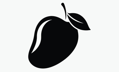 Mango silhouette, mango with leaf vector illustration, mango fruit vector, tropical fruit, black and white mango design   © SilhouetteForge