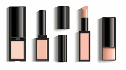 Nude Beige Lipstick and Cosmetic Set Product Photography