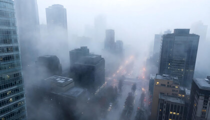 a city filled with fog