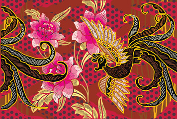 Batik Bird Motif with unique variations. Very beautiful batik motif from IndonesiaPrint