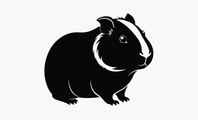 Guinea pig silhouette, black vector illustration, small pet icon, guinea Pig vector illustration 